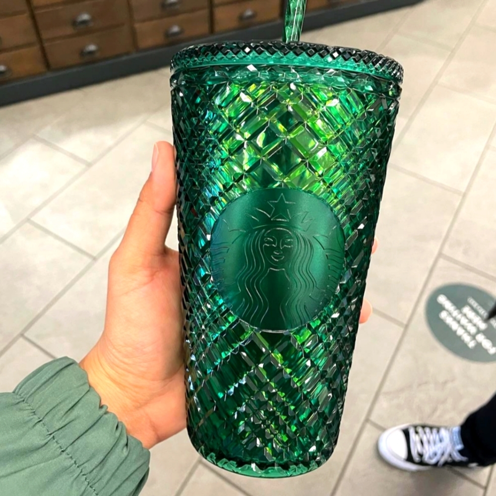 New Starbucks Emerald Green Studded Tumbler